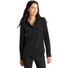 Mercer+Mettle Women's Deep Black Stretch Crepe Long Sleeve Camp Blouse