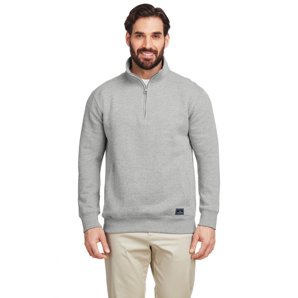 Nautica Men's Oxford Anchor Quarter-Zip Pullover