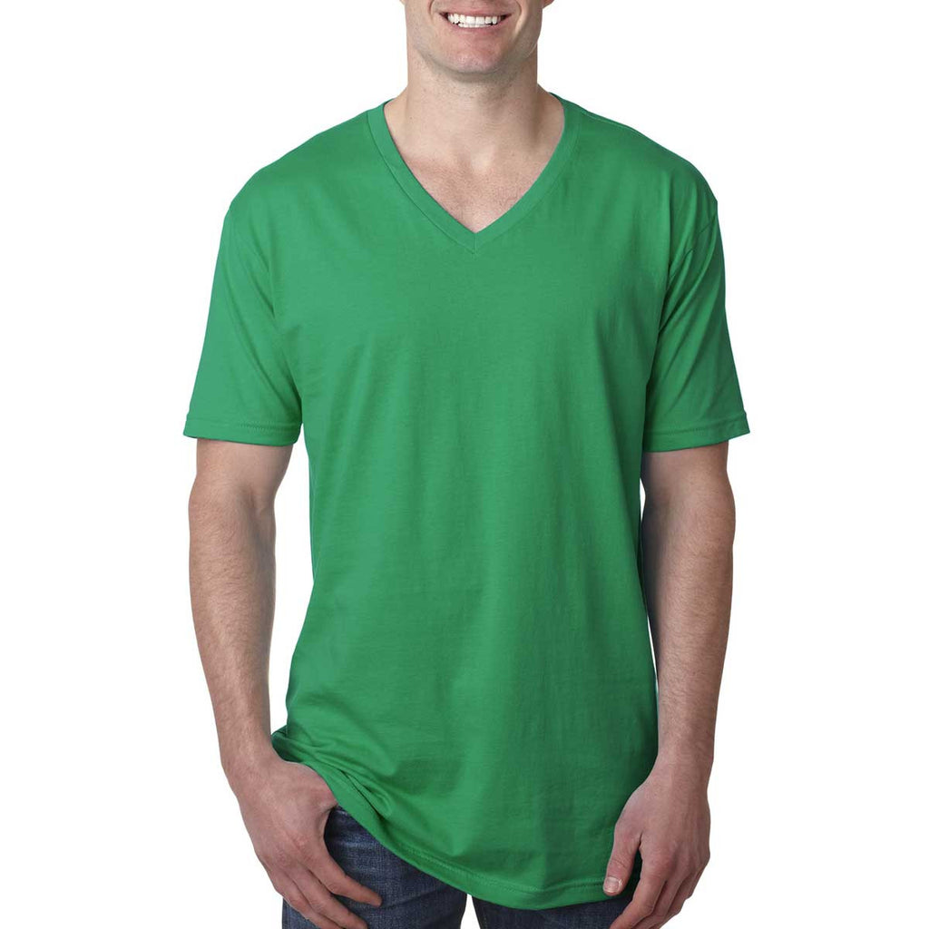 Next Level Men's Kelly Green Premium Fitted Short-Sleeve V-Neck Tee