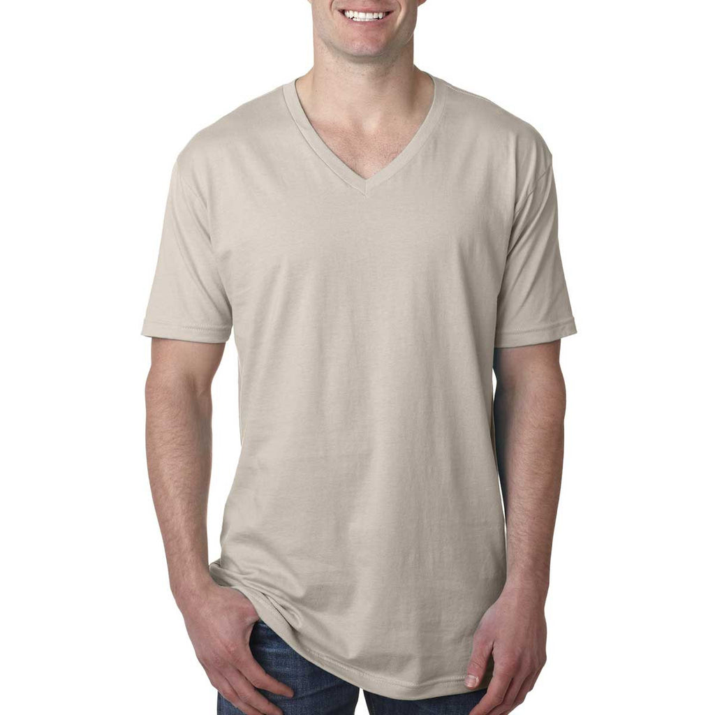 Next Level Men's Sand Premium Fitted Short-Sleeve V-Neck Tee