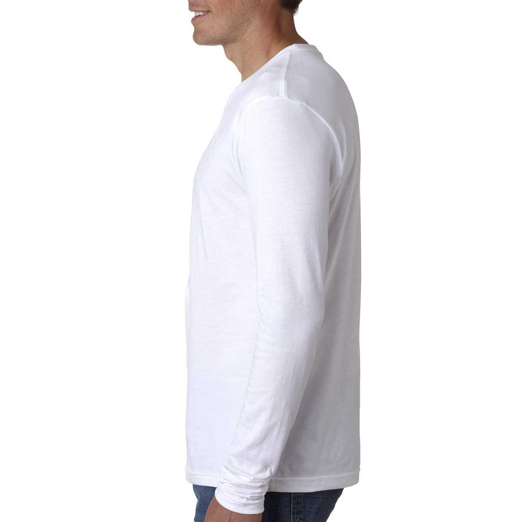 Next Level Men's White Premium Fitted Long-Sleeve Crew Tee