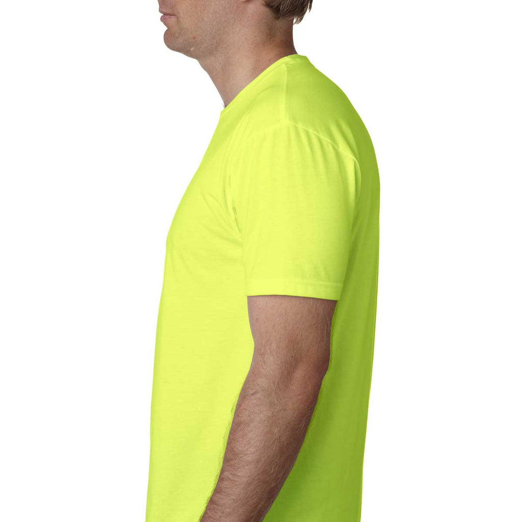 Next Level Men's Neon Yellow Premium Fitted CVC Crew Tee