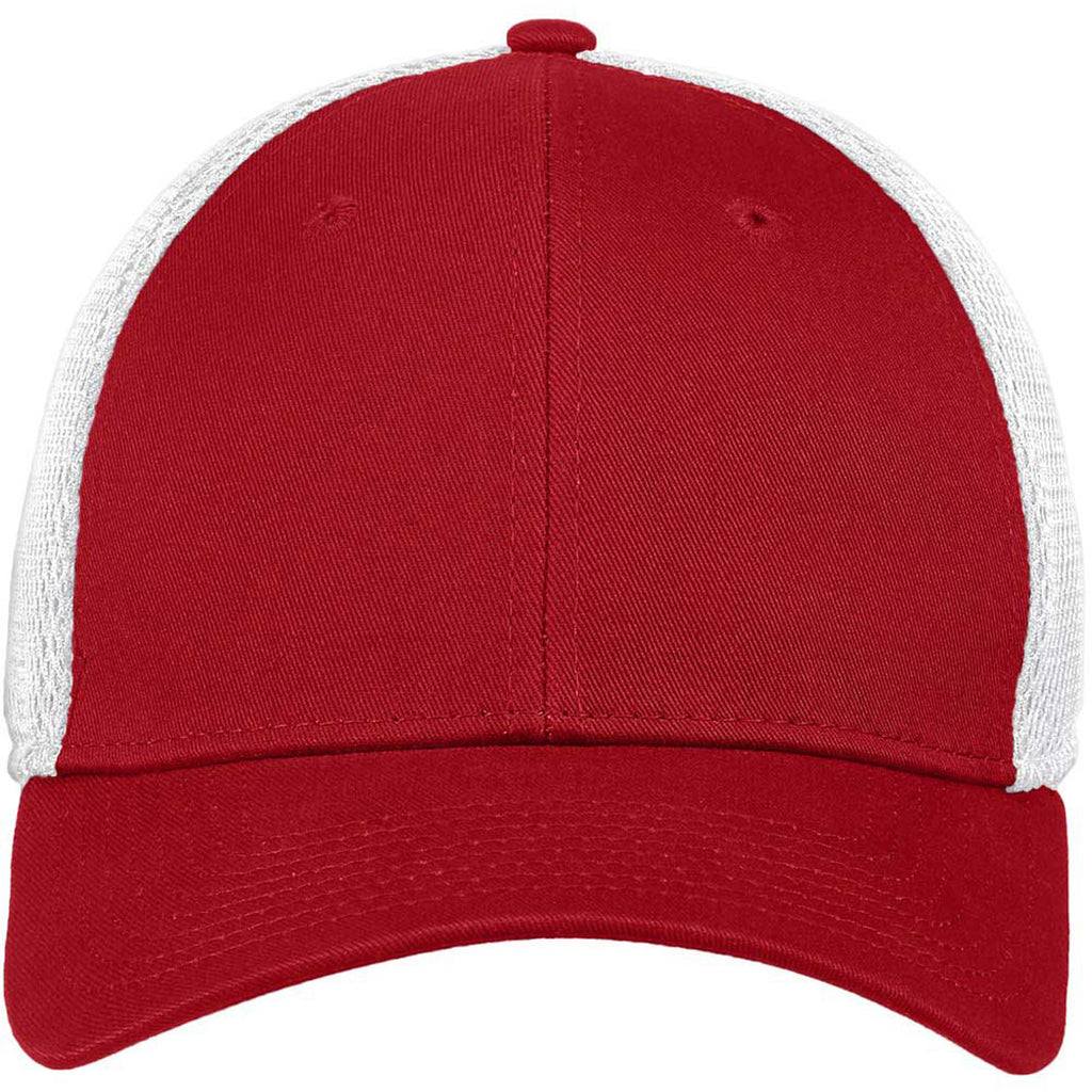 New Era 39THIRTY Scarlet Red/White Stretch Mesh Cap