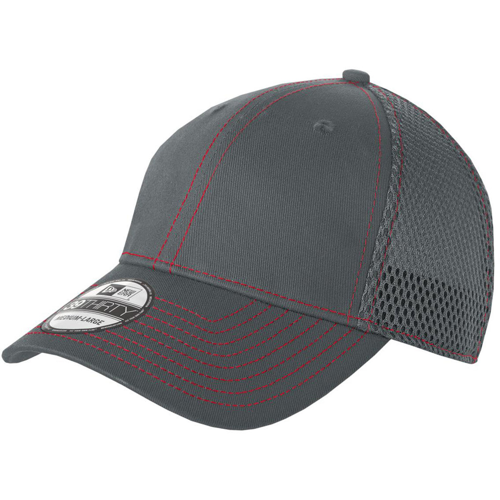 New Era 39THIRTY Graphite/Red Stretch Mesh Contrast Stitch Cap