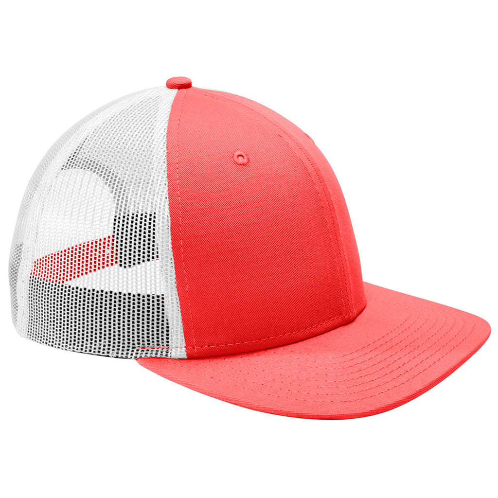 New Era Coral/ White Snapback Low Profile Trucker Cap