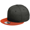 New Era Black Shadow Heather/Deep Orange Striped Flat Bill Snapback Cap