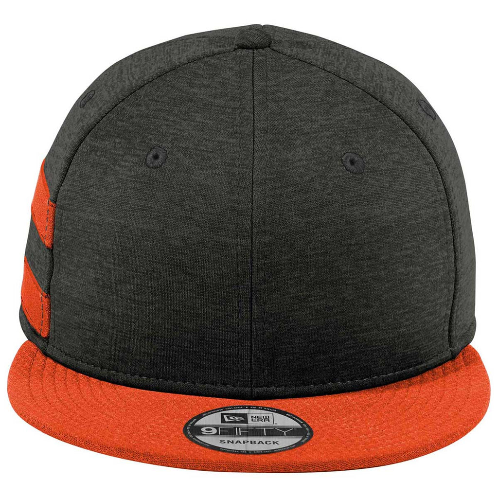 New Era Black Shadow Heather/Deep Orange Striped Flat Bill Snapback Cap