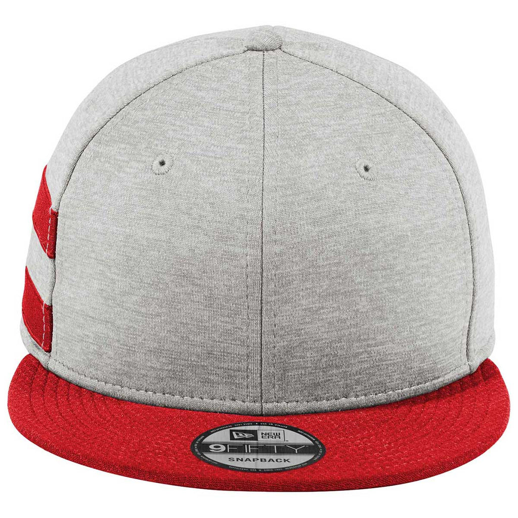 New Era Shadow Heather/Scarlet Striped Flat Bill Snapback Cap