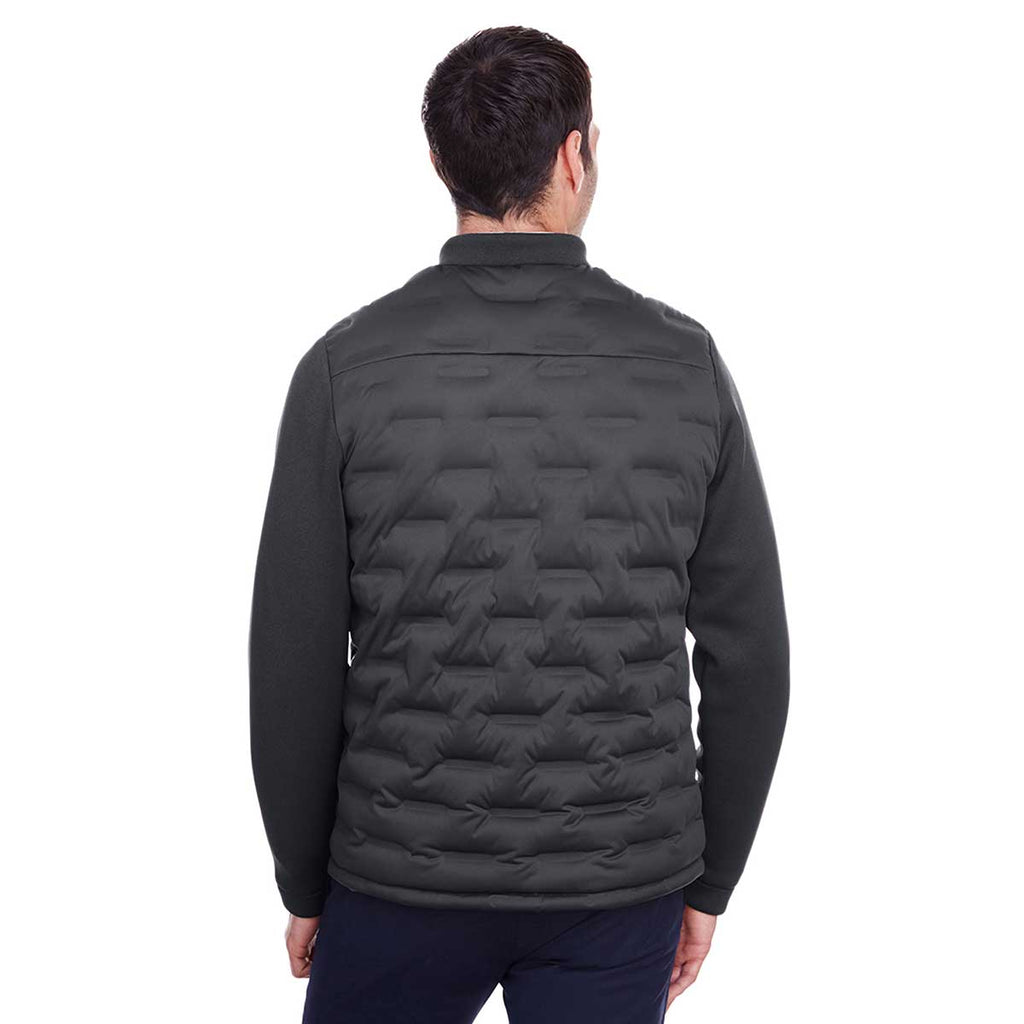 North End Men's Carbon/Black Heather/Black Pioneer Hybrid Bomber Jacket