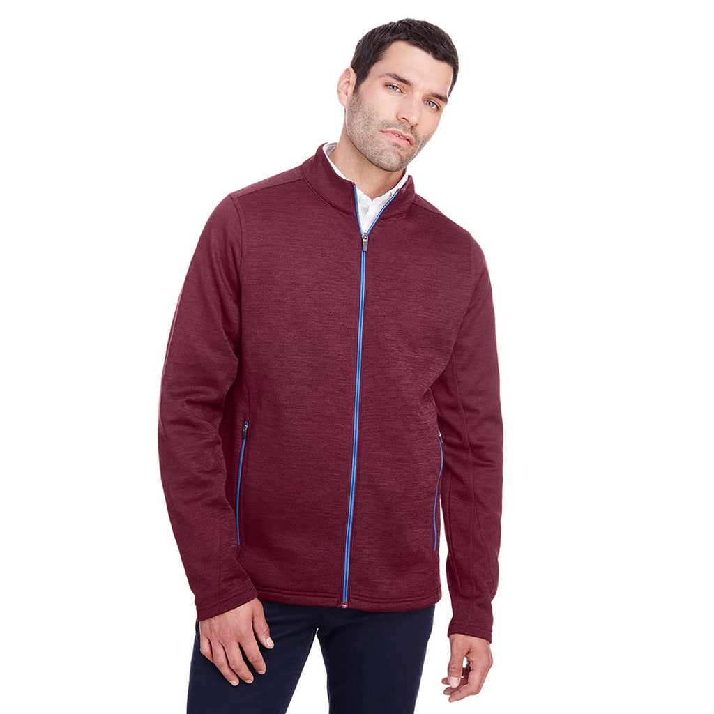 North End Men's Burgundy Heather/Olympic Blue Flux 2.0 Full-Zip Jacket