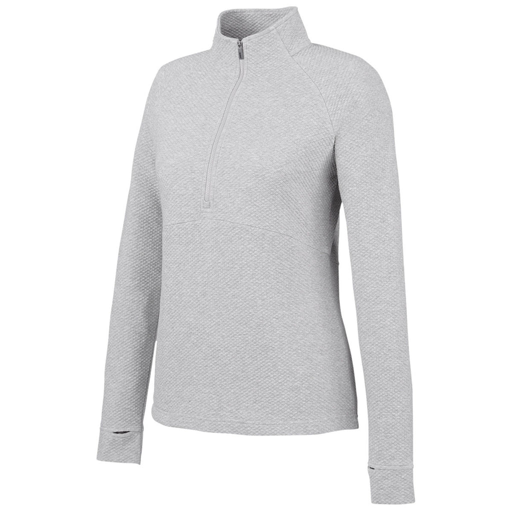 North End Women's Platinum Heather Spirit Textured Quarter Zip