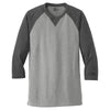 New Era Men's Black Heather/Shadow Grey Heather Sueded Cotton 3/4-Sleeve Baseball Raglan Tee