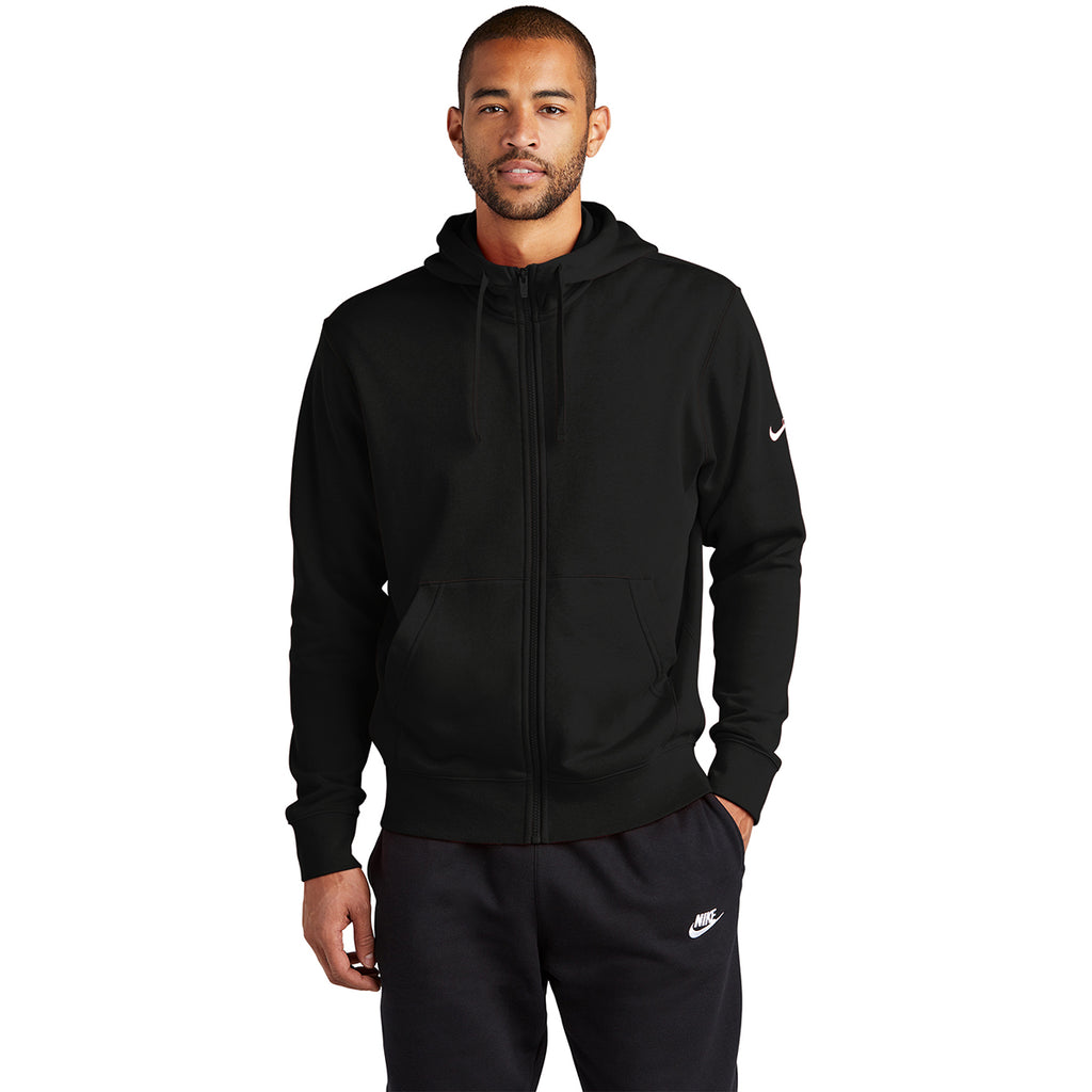 Nike Men's Black Club Fleece Sleeve Swoosh Full-Zip Hoodie