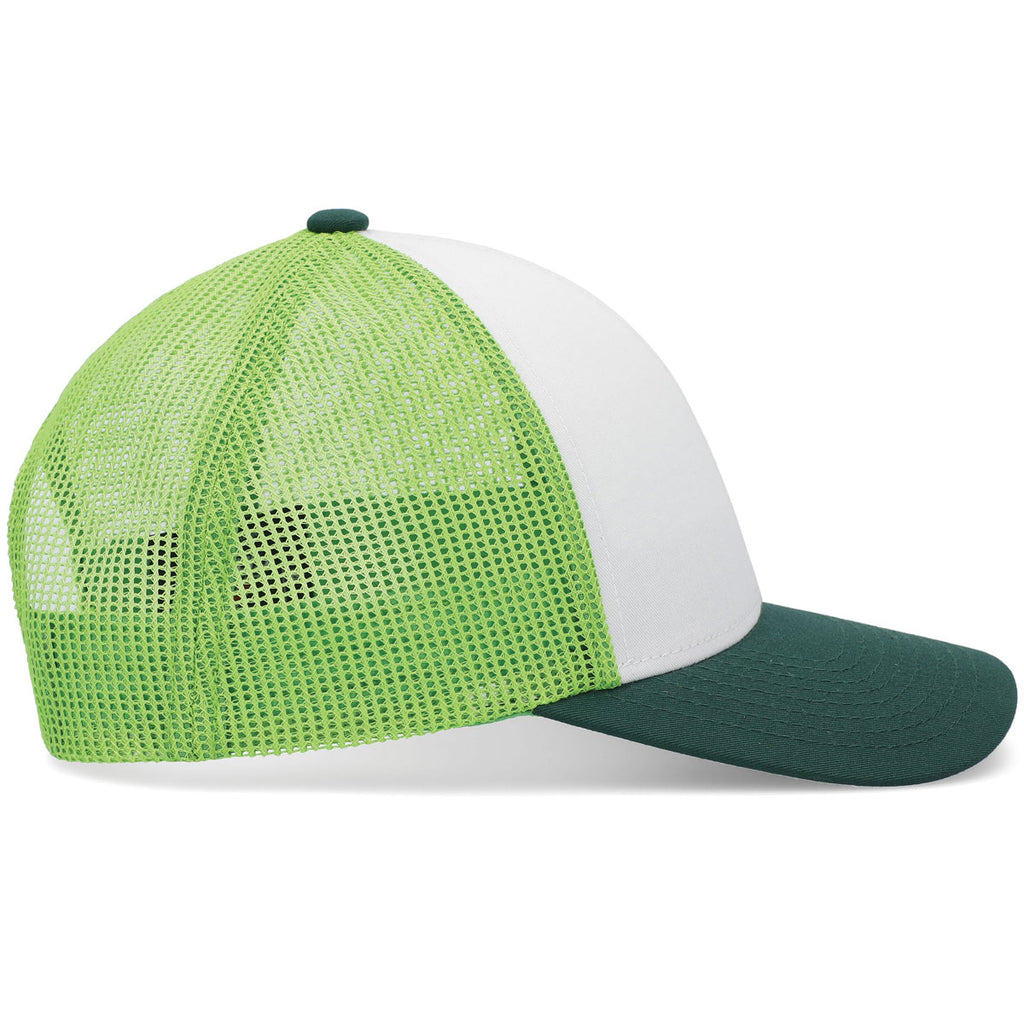 Pacific Headwear White/Lime/Dark Green Low-Pro Trucker Cap