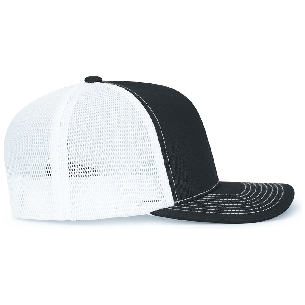 Pacific Headwear Black/White/BlackContrast Stitch Trucker Pacflex Snapback Cap