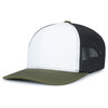 Pacific Headwear White/Light Charcoal/MossContrast Stitch Trucker Pacflex Snapback Cap