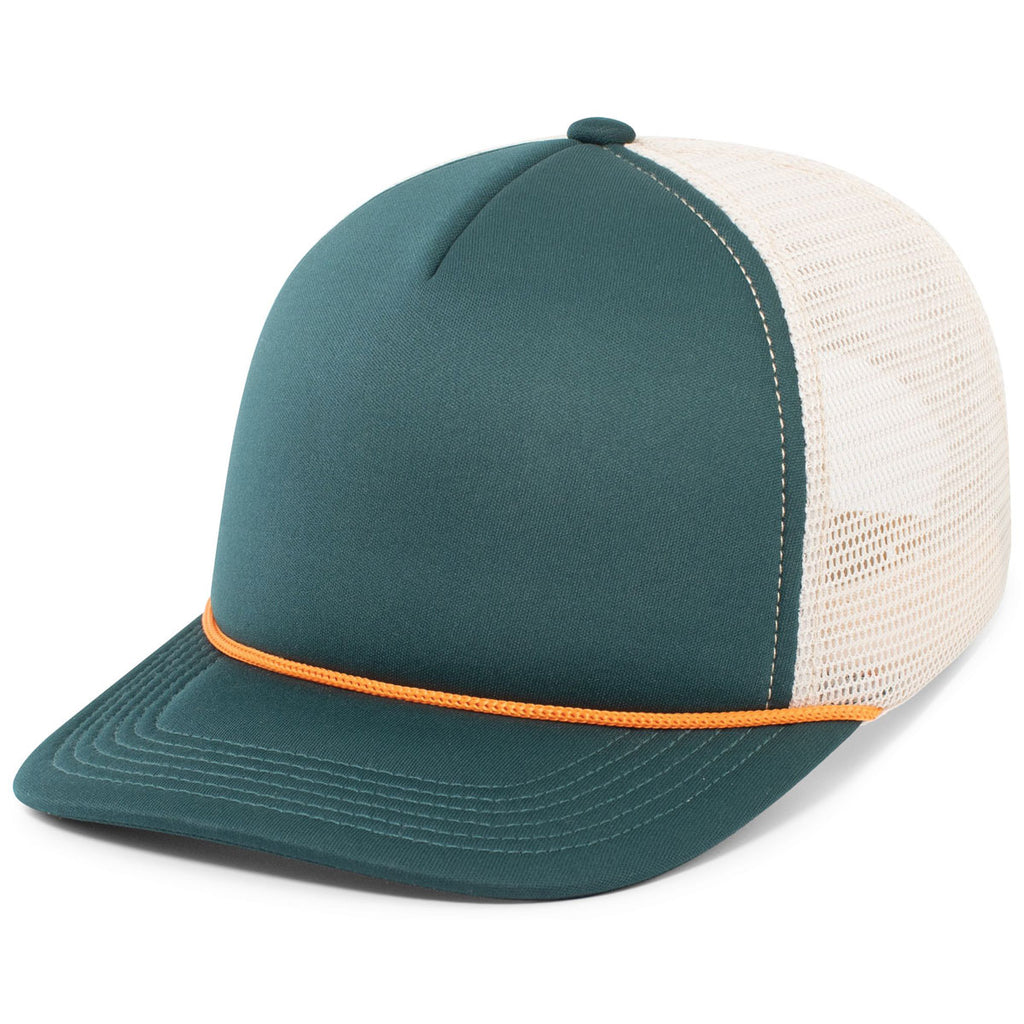 Pacific Headwear Dark Teal/Khaki/Dark Teal/Orange Foamie Fresh Trucker Cap