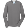 Port & Company Men's Medium Grey Long Sleeve Performance Blend Tee