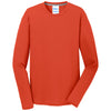 Port & Company Men's Orange Long Sleeve Performance Blend Tee