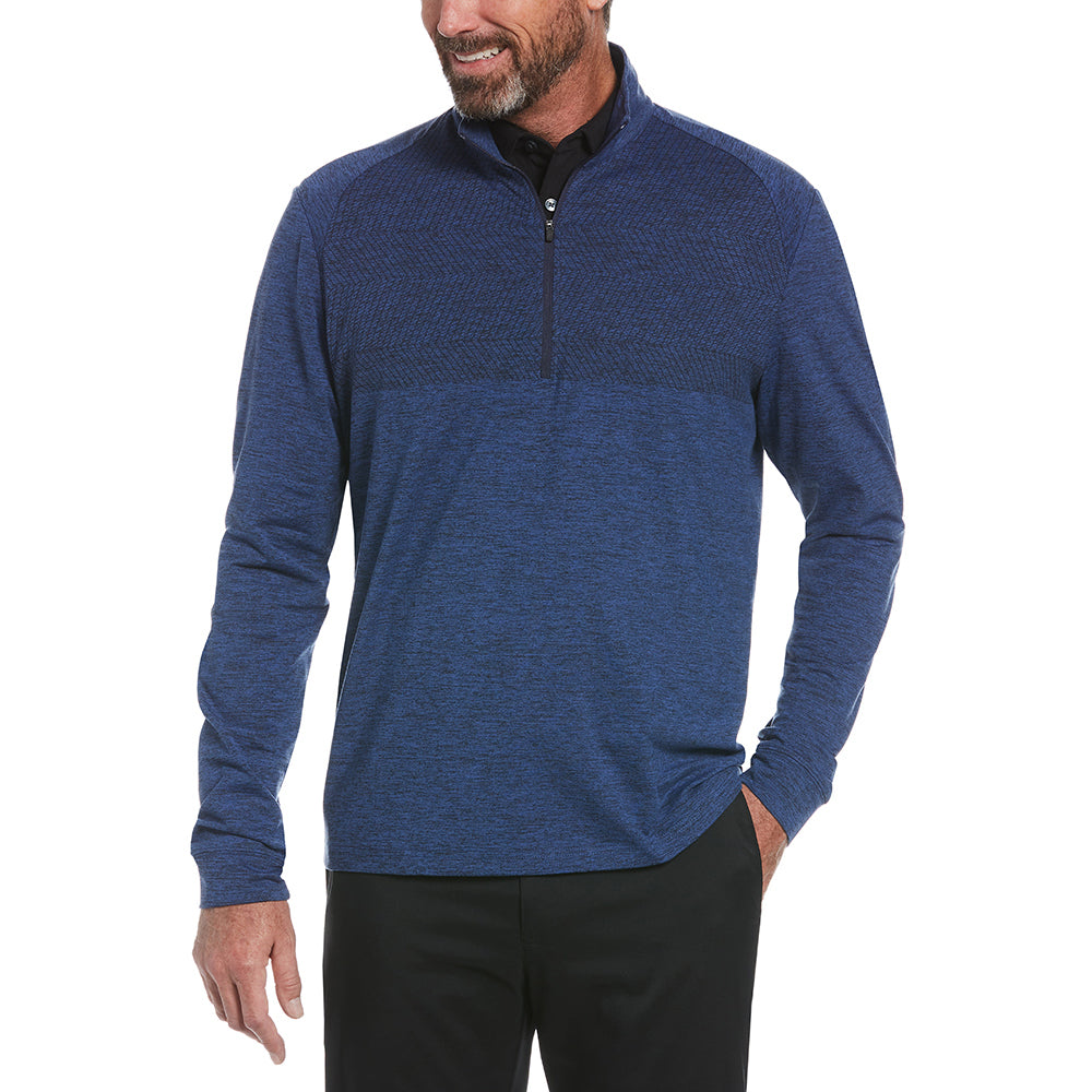 Perry Ellis Men's Peacoat Navy Heather 1/4 Zip Pullover