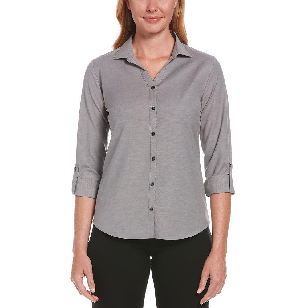 Perry Ellis Women's Quiet Shade Heathered Woven Shirt