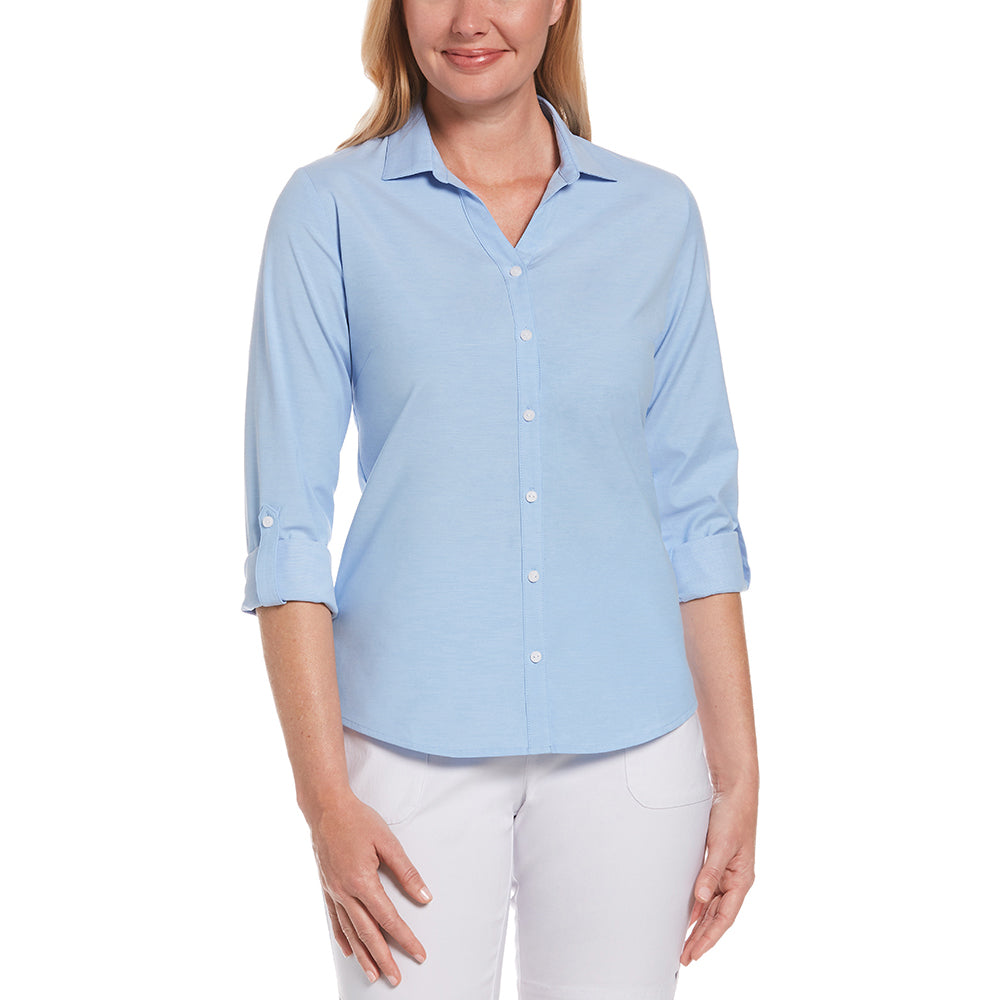 Perry Ellis Women's Little Boy Blue Heathered Woven Shirt