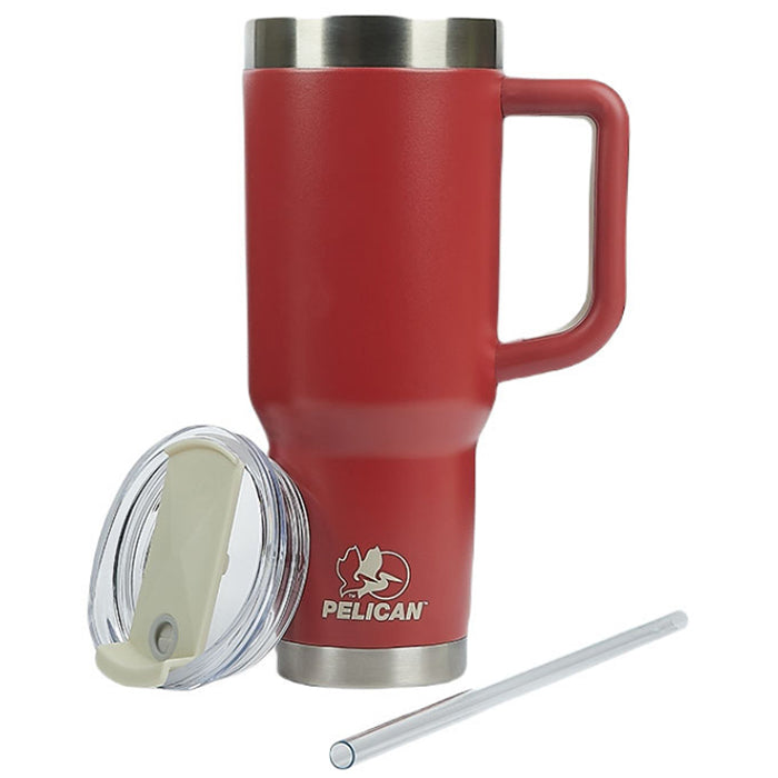 Pelican Red Porter 40 oz. Recycled Double Wall Stainless Steel Travel Tumbler