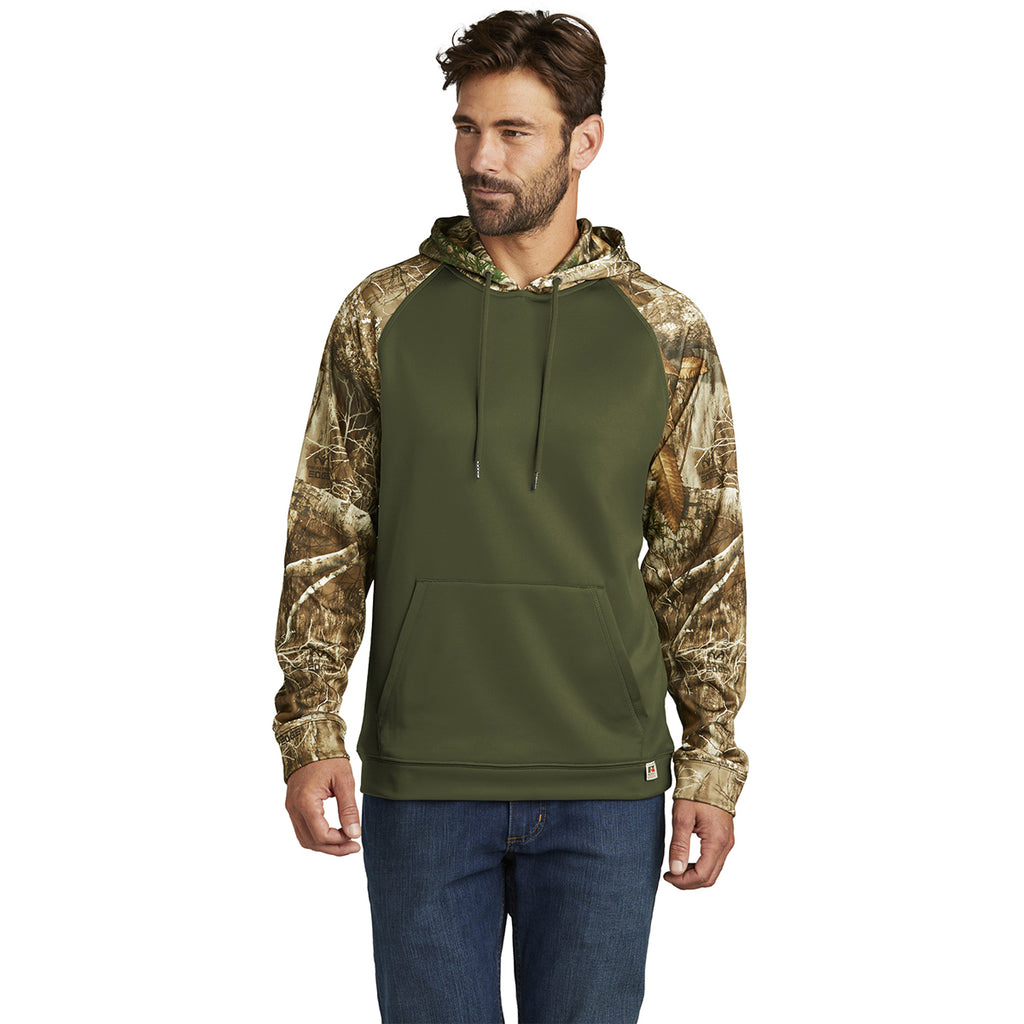 Russell Outdoors Men's Olive Drab Green/ Realtree Edge Realtree Performance Colorblock Pullover Hoodie