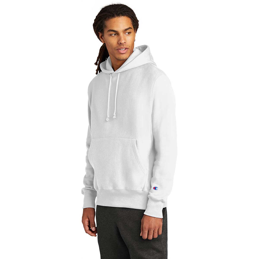 Champion Men's White Reverse Weave Hooded Sweatshirt