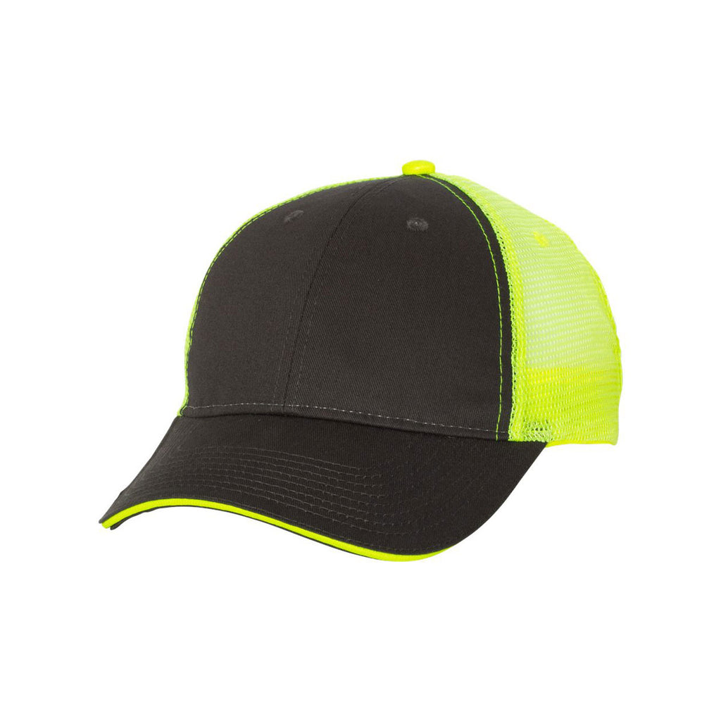 Valucap Charcoal/Neon Yellow Sandwich Trucker Cap