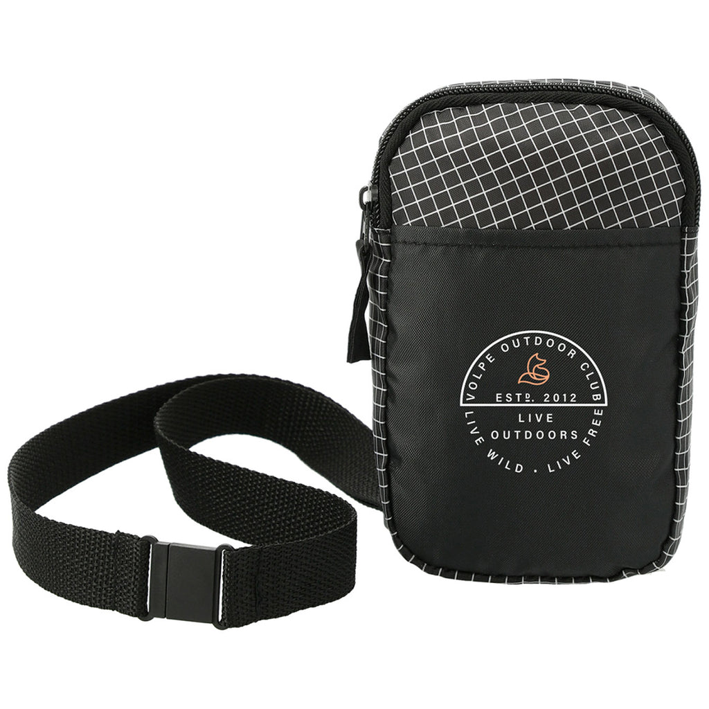 Bullet Black Grid Lanyard Crossbody Phone Pouch