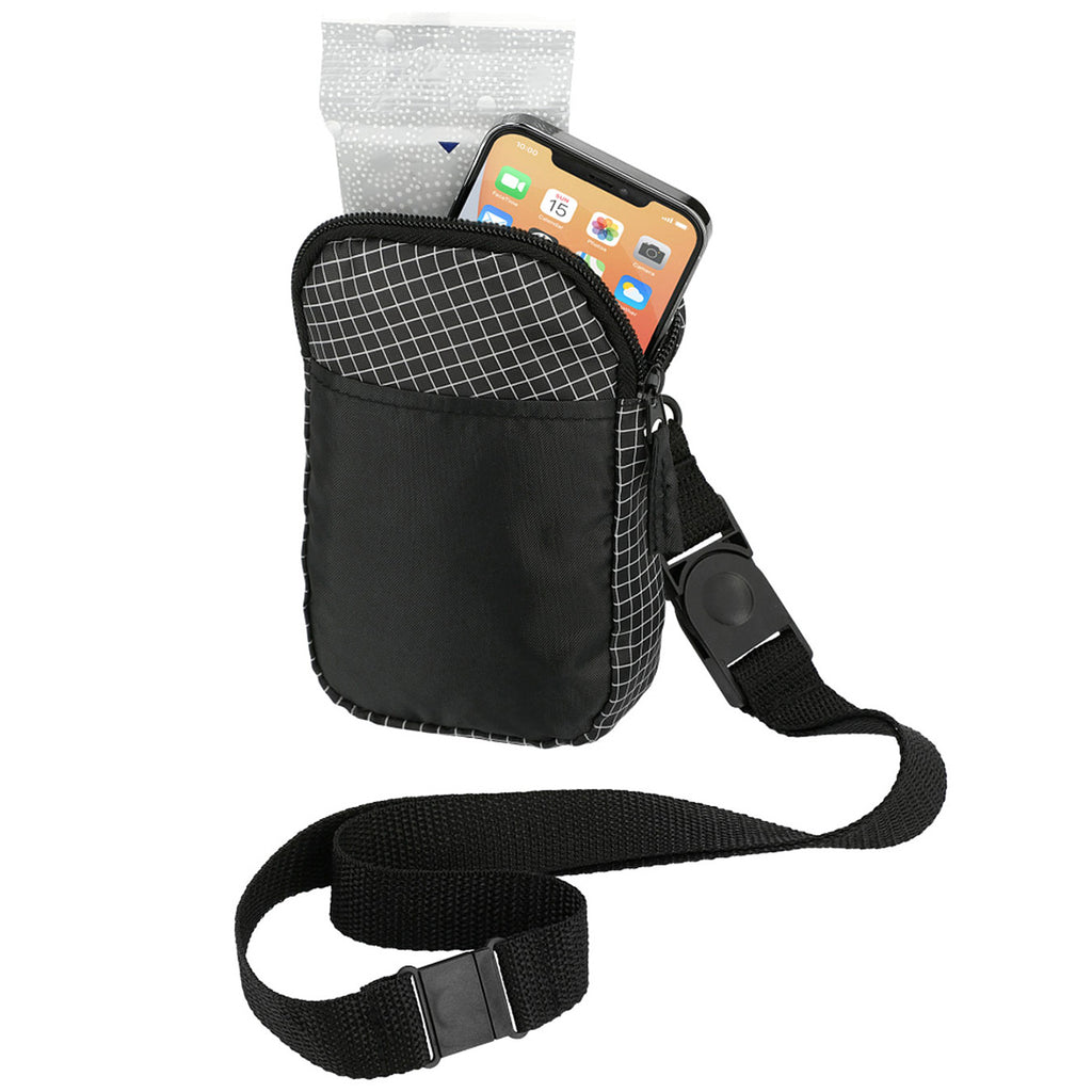 Bullet Black Grid Lanyard Crossbody Phone Pouch