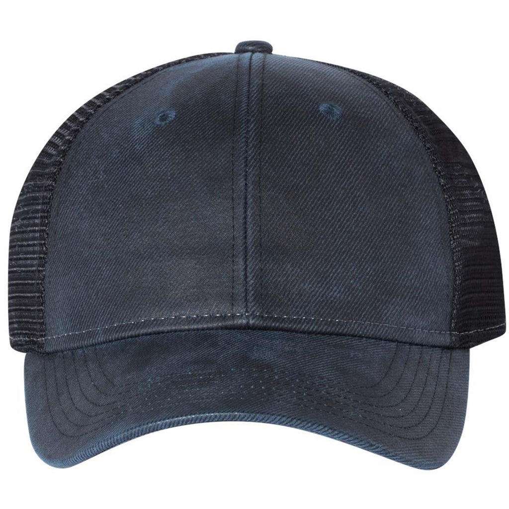 Sportsman Dark Navy/Black Faux Waxy Trucker Cap