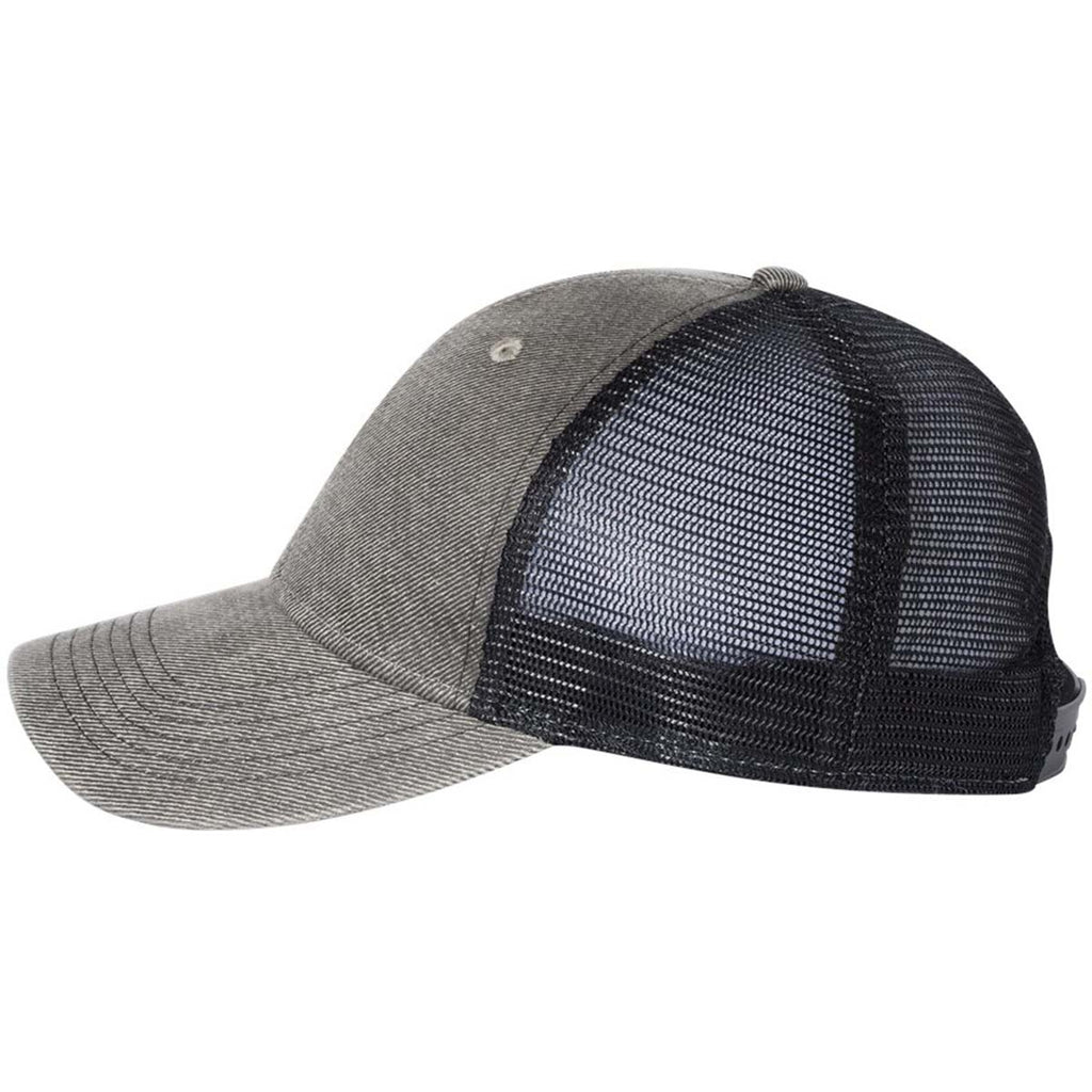 Sportsman Grey/Black Faux Waxy Trucker Cap