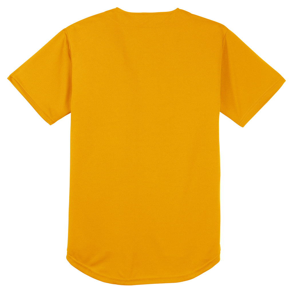 Sport-Tek Men's Gold PosiCharge Tough Mesh Full-Button Jersey