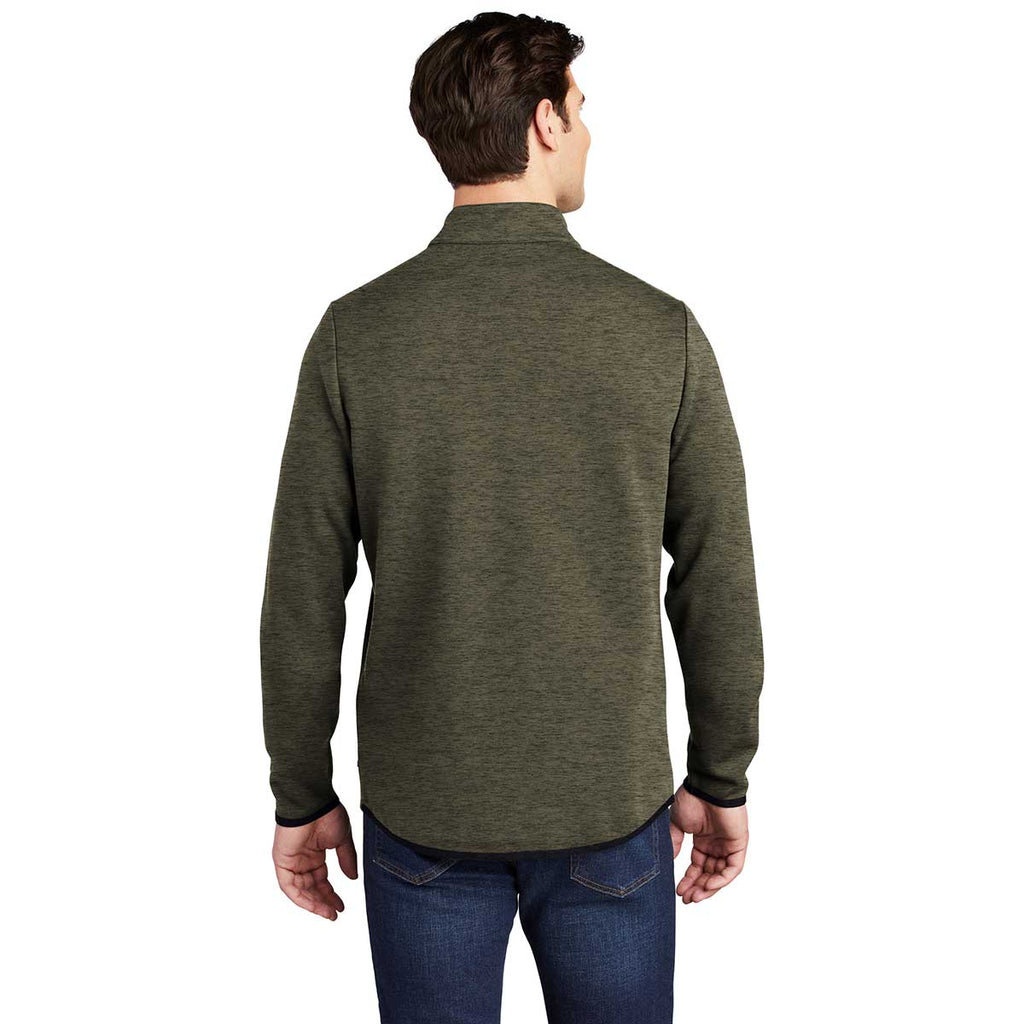 Sport-Tek Men's Olive Heather Triumph Quarter Zip Pullover