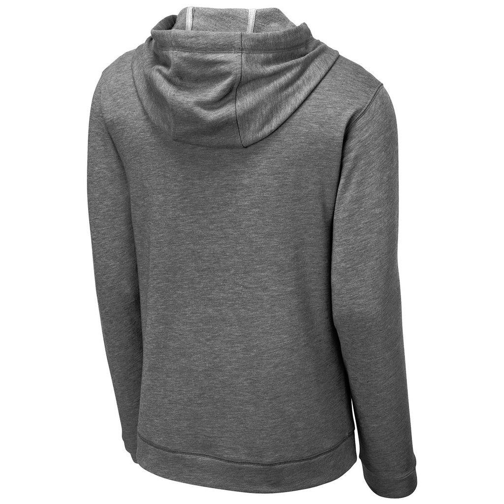 Sport-Tek Men's Dark Grey Heather PosiCharge Tri-Blend Wicking Fleece Hooded Pullover