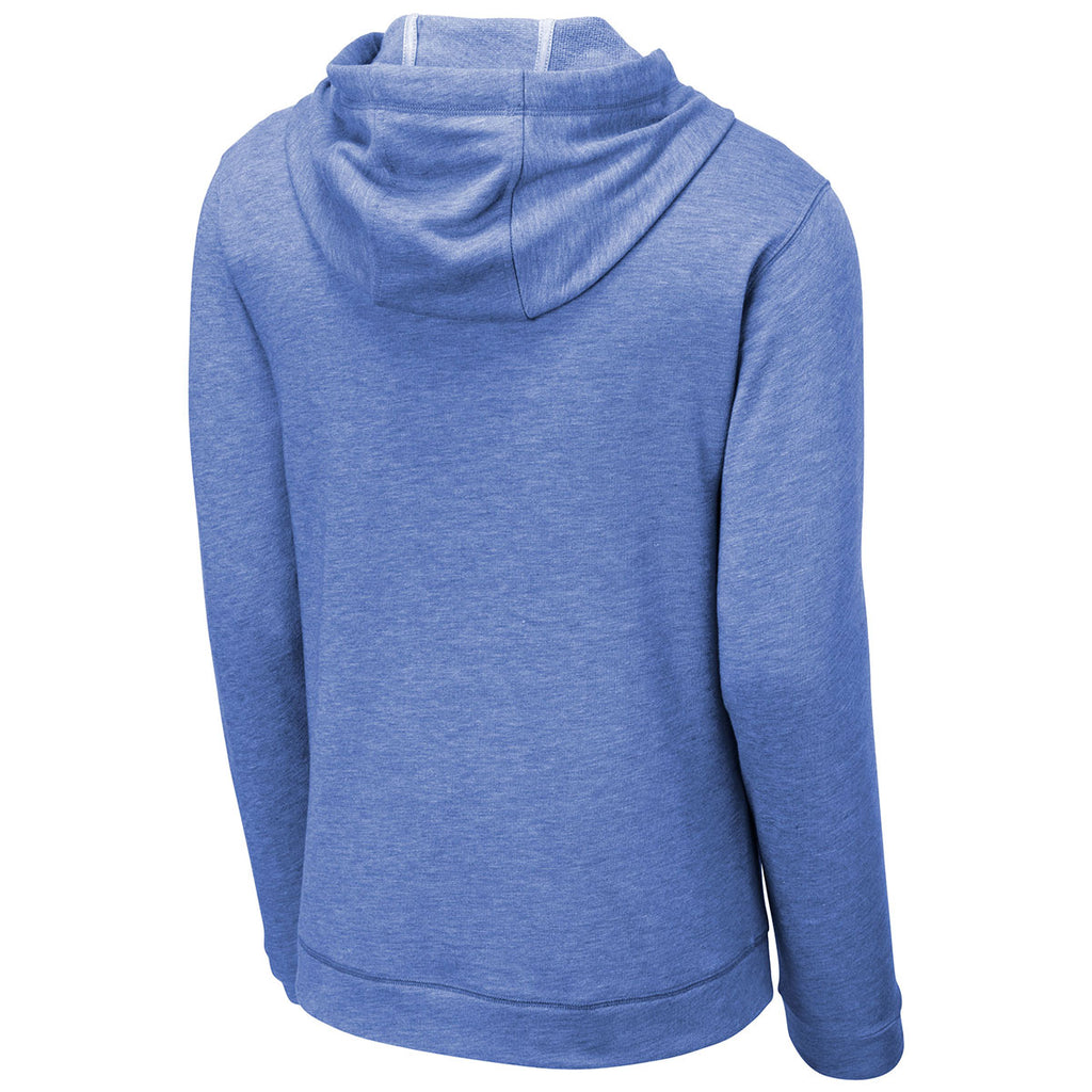 Sport-Tek Men's True Royal Heather PosiCharge Tri-Blend Wicking Fleece Hooded Pullover