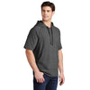 Sport-Tek Men's Dark Grey Heather PosiCharge Tri-Blend Wicking Fleece Short Sleeve Hoodie