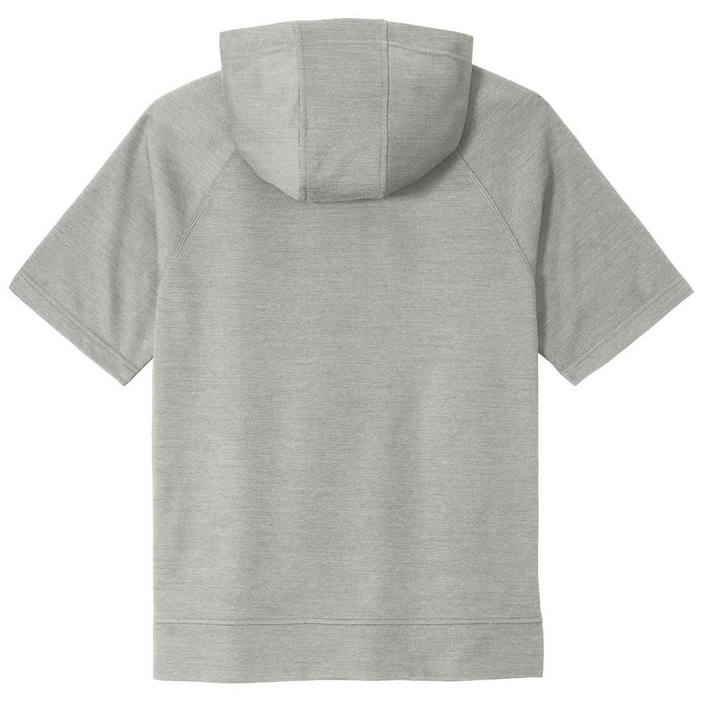 Sport-Tek Men's Light Grey Heather PosiCharge Tri-Blend Wicking Fleece Short Sleeve Hoodie