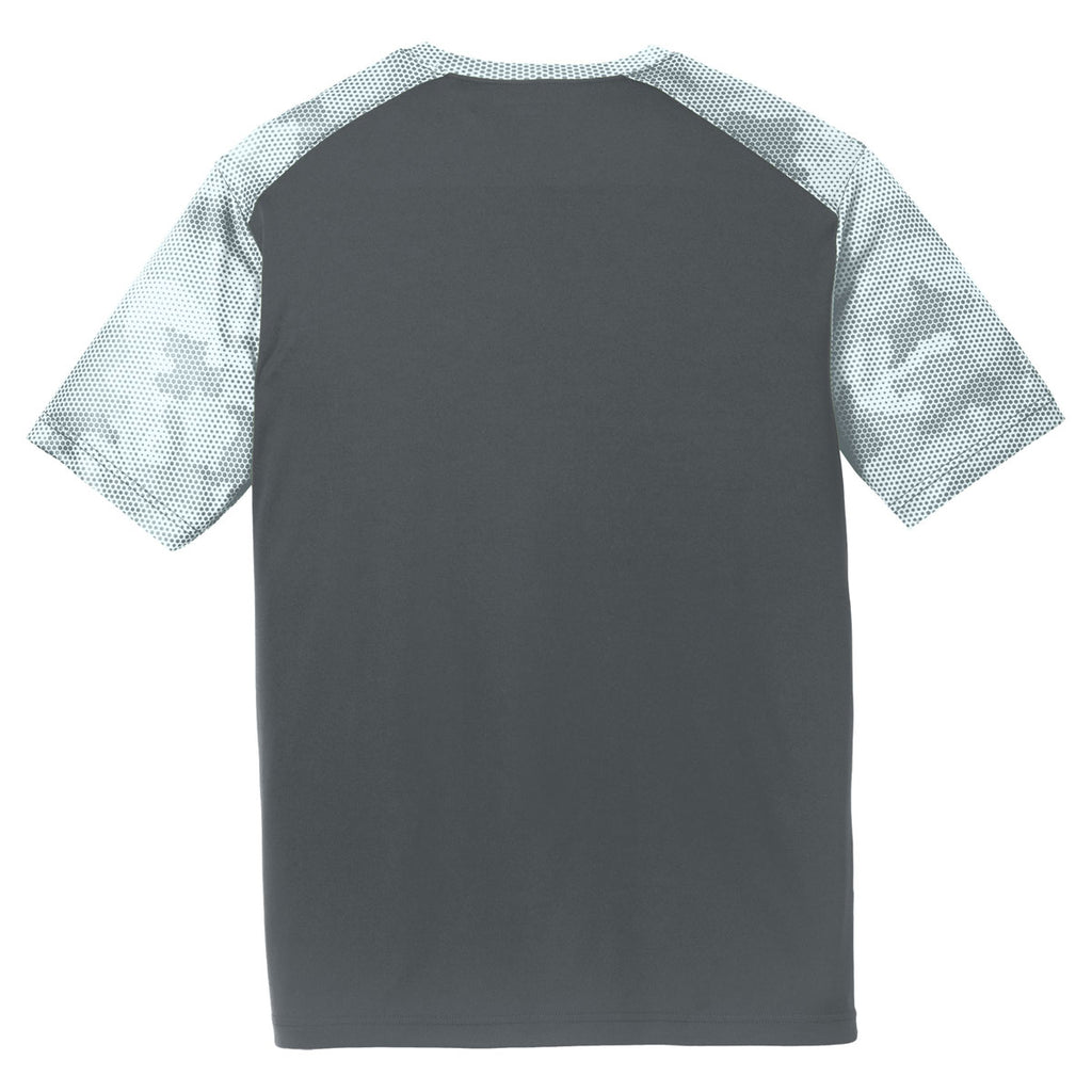 Sport-Tek Men's Iron Grey/White CamoHex Colorblock Tee