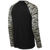 Sport-Tek Men's Black Drift Camo Colorblock Long Sleeve Tee