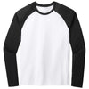 Sport-Tek Men's Black Triad Solid/White Triad Solid PosiCharge Long Sleeve Tri-Blend Wicking Raglan Tee