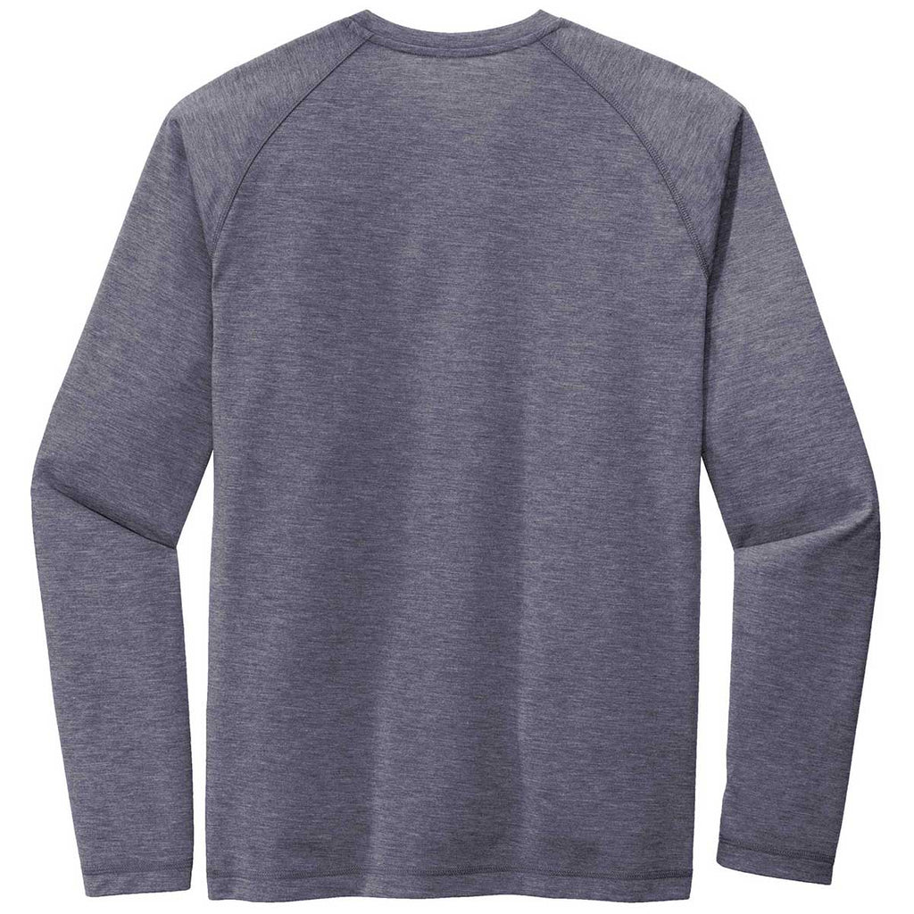 Sport-Tek Men's True Navy Heather PosiCharge Long Sleeve Tri-Blend Wicking Raglan Tee