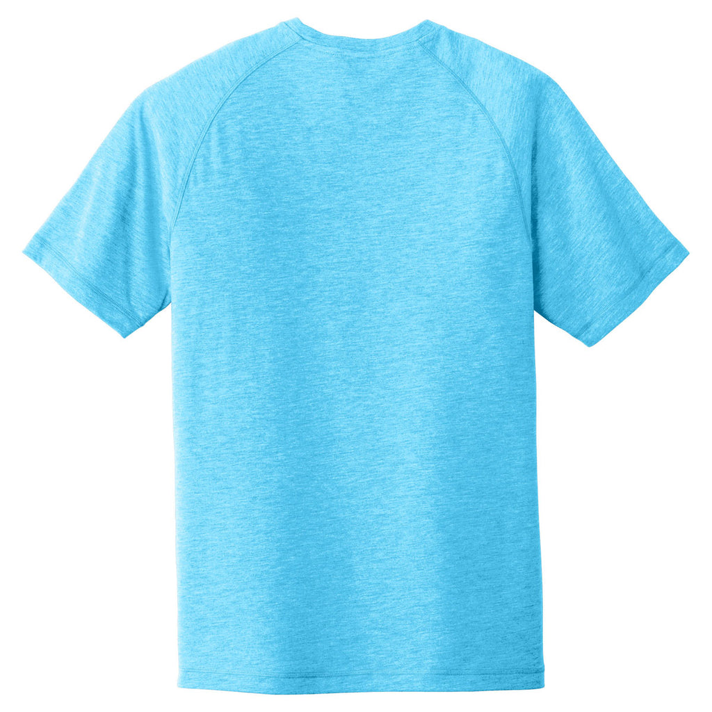 Sport-Tek Men's Pond Blue Heather PosiCharge Tri-Blend Wicking Raglan Tee