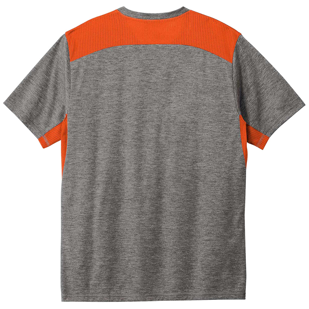 Sport-Tek Men's Deep Orange/Dark Grey Heather PosiCharge Tri-Blend Wicking Draft Tee