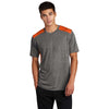 Sport-Tek Men's Deep Orange/Dark Grey Heather PosiCharge Tri-Blend Wicking Draft Tee