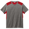 Sport-Tek Men's True Red/Dark Grey Heather PosiCharge Tri-Blend Wicking Draft Tee