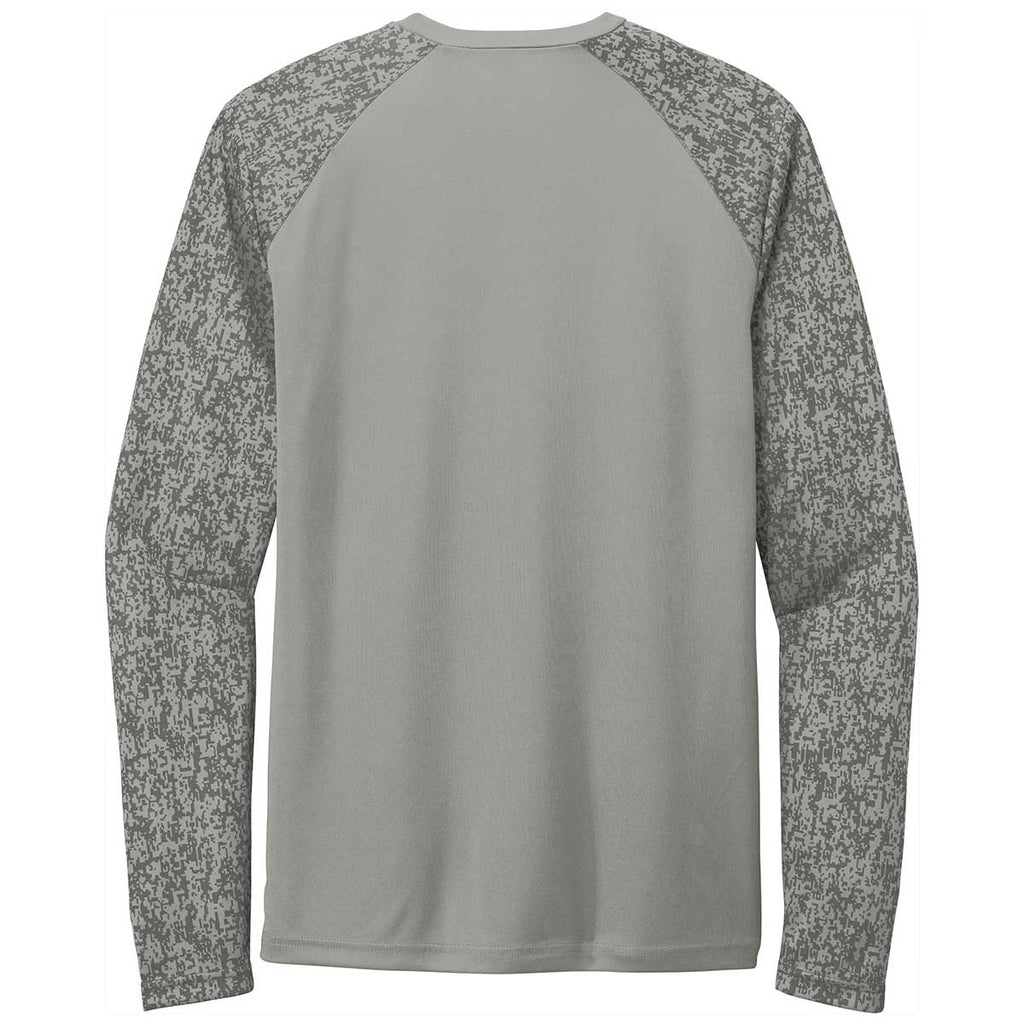 Sport-Tek Men's Grey Concrete PosiCharge Digi Camo Long Sleeve Tee