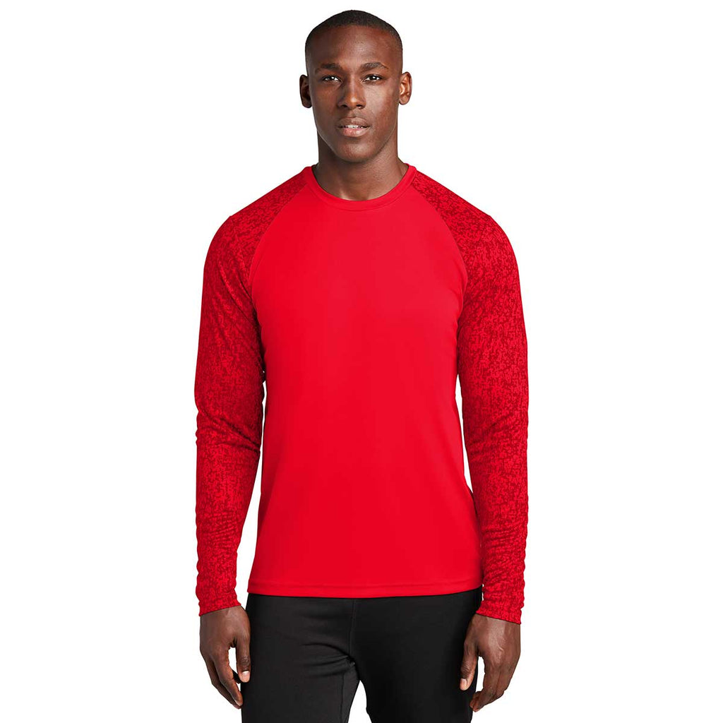 Sport-Tek Men's True Red PosiCharge Digi Camo Long Sleeve Tee